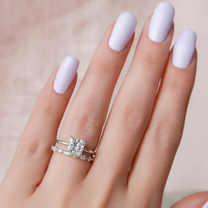 The Nelly Set  With A 2.5 Carat Princess 14K White Gold Moissanite