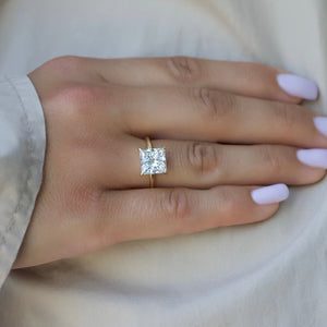 The Nelly Set  With A 2.5 Carat Princess 18K Yellow Gold Moissanite