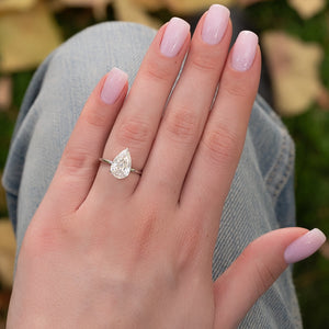 The Nelly Set  With A 2.5 Carat Pear 14K White Gold Moissanite