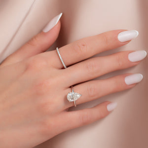 The Nelly Set  With A 2.5 Carat Pear 14K White Gold Moissanite