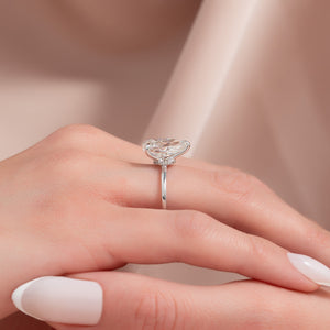 The Nelly Set  With A 2.5 Carat Pear 14K White Gold Moissanite