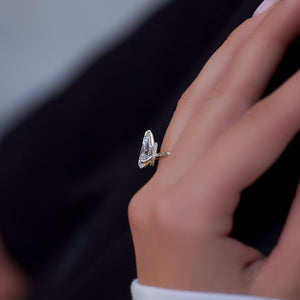 The Nelly Set  With A 2.5 Carat Pear 14K Yellow Gold Moissanite