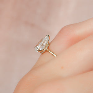 The Nelly Set  With A 2.5 Carat Pear 14K Yellow Gold Moissanite