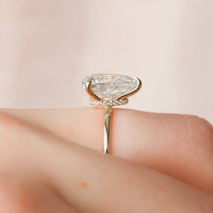 The Nelly Set  With A 2.5 Carat Pear 14K Yellow Gold Moissanite