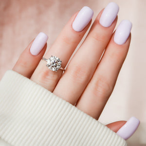 The Nelly Set  With A 1.5 Carat Round 14K White Gold Moissanite