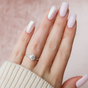 The Nelly Set  With A 1.5 Carat Round 14K White Gold Moissanite