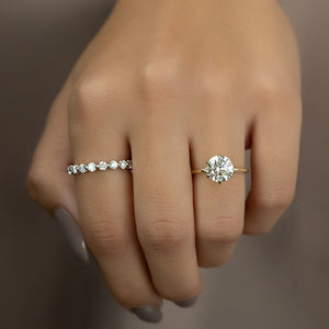 The Nelly Set  With A 1.5 Carat Round 18K Yellow Gold Moissanite