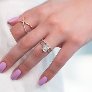 The Nelly Set  With A 4.5 Carat Radiant 18K White Gold Moissanite