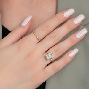 The Nelly Set  With A 2.5 Carat Radiant 18K Yellow Gold Moissanite