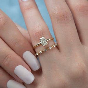 The Nelly Set  With A 2.5 Carat Radiant 18K Yellow Gold Moissanite