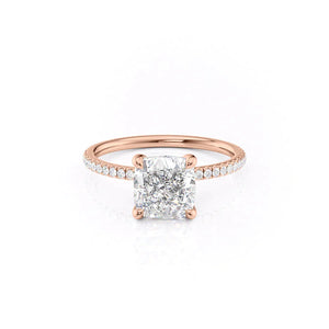 The Pave Nelly Set With A 1 Carat Cushion 14K Rose Gold Lab Diamond