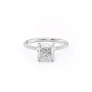 The Nelly Set  With A 4.5 Carat Cushion 18K White Gold Moissanite