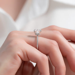 The Pave Nelly Set With A 1 Carat Cushion 18K White Gold Lab Diamond