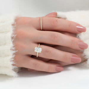 The Pave Nelly Set  With A 3.5 Carat E. Cushion 18K Yellow Gold Moissanite