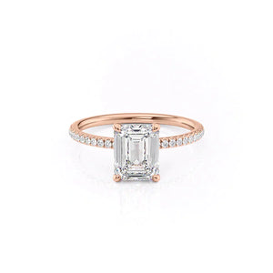 The Nelly Set With A 2.5 Carat Emerald 14K Rose Gold Lab Diamond