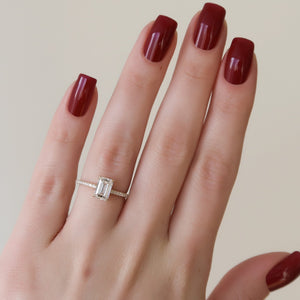 The Pave Nelly Set  With A 4.5 Carat Emerald 14K Yellow Gold Moissanite