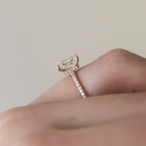 The Pave Nelly Set  With A 4 Carat Emerald 18K Yellow Gold Moissanite