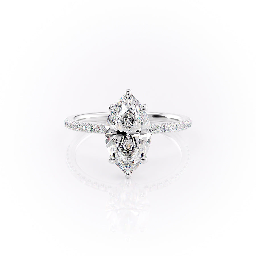 The Pave Nelly Set With A 1 Carat Marquise 14K White Gold Lab Diamond