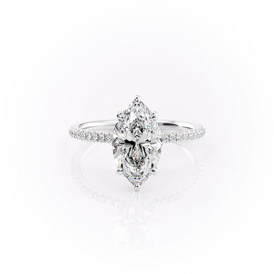 The Pave Nelly Set With A 1 Carat Marquise 14K White Gold Lab Diamond