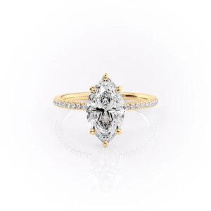 The Pave Nelly Set With A 3 Carat Marquise 18K Yellow Gold Lab Diamond