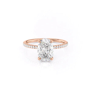 The Nelly Set With A 1 Carat Oval 14K Rose Gold Lab Diamond