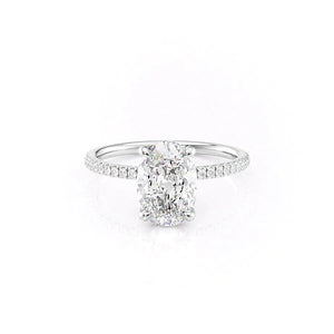 The Pave Nelly Set With A 1 Carat Oval 14K White Gold Lab Diamond