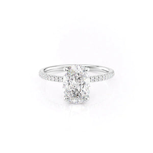 The Nelly Set With A 1 Carat Oval 14K White Gold Lab Diamond