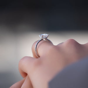 The Pave Nelly Set With A 1 Carat Oval 18K White Gold Lab Diamond