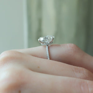 The Pave Nelly Set  With A 2.5 Carat Oval 14K White Gold Moissanite