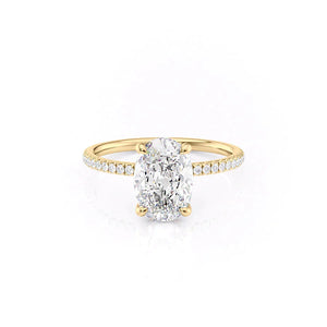 The Pave Nelly Set With A 1 Carat Oval 14K Yellow Gold Lab Diamond