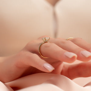 The Pave Nelly Set With A 1 Carat Oval 18K Yellow Gold Lab Diamond
