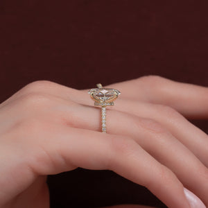 The Pave Nelly Set  With A 1.5 Carat Oval 18K Yellow Gold Moissanite