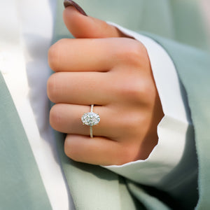 The Nelly Set With A 1 Carat Oval 18K Yellow Gold Lab Diamond