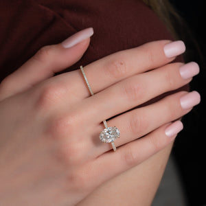 The Nelly Set With A 1 Carat Oval 18K Yellow Gold Lab Diamond