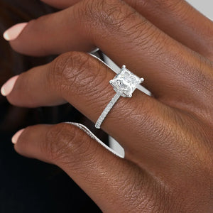 The Nelly Set  With A 5 Carat Princess 18K White Gold Moissanite