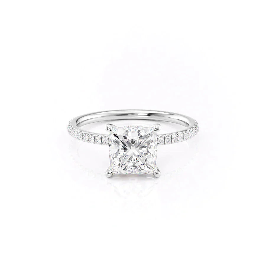 The Nelly Set  With A 5 Carat Princess 14K White Gold Moissanite
