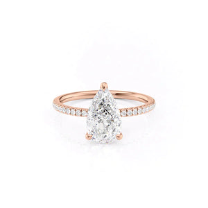 The Nelly Set  With A 2.5 Carat Pear 14K Rose Gold Moissanite