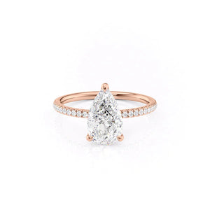 The Pave Nelly Set With A 3 Carat Pear 18K Rose Gold Lab Diamond