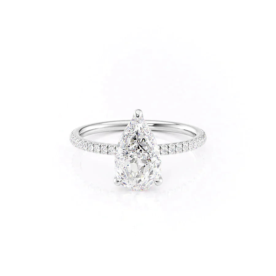 The Nelly Set With A 1 Carat Pear 18K White Gold Lab Diamond