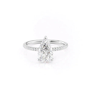 The Nelly Set With A 2 Carat Pear 18K White Gold Lab Diamond