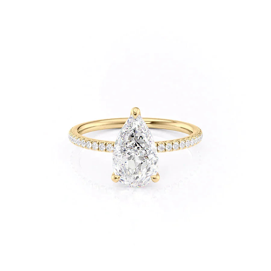 The Nelly Set With A 1 Carat Pear 18K Yellow Gold Lab Diamond