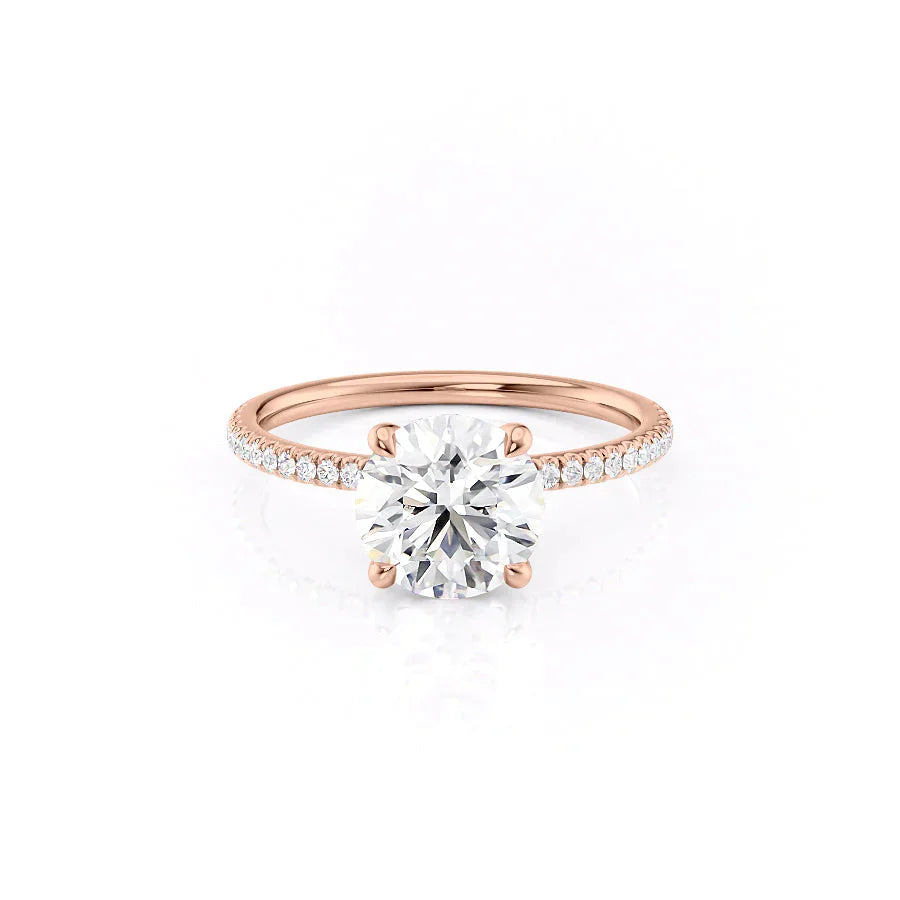 The Nelly Set With A 1 Carat Round 14K Rose Gold Lab Diamond