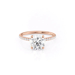 The Nelly Set  With A 2 Carat Round 14K Rose Gold Moissanite