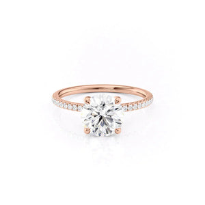 The Pave Nelly Set  With A 4 Carat Round 14K Rose Gold Moissanite