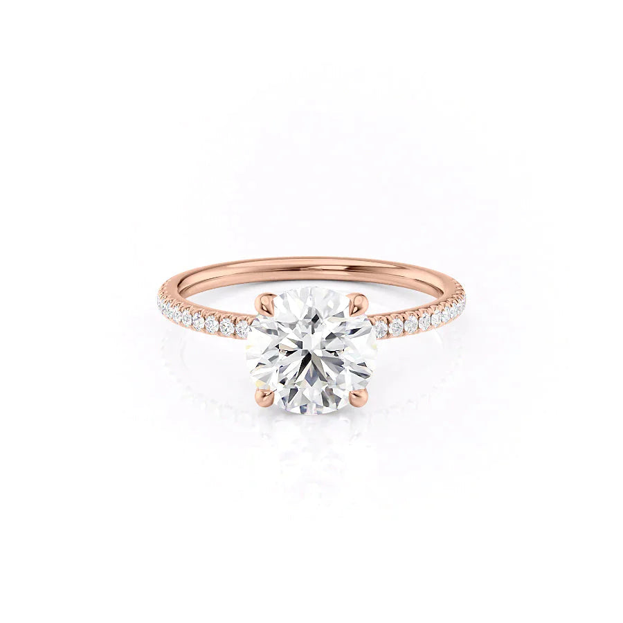 The Pave Nelly Set  With A 3.5 Carat Round 18K Rose Gold Moissanite