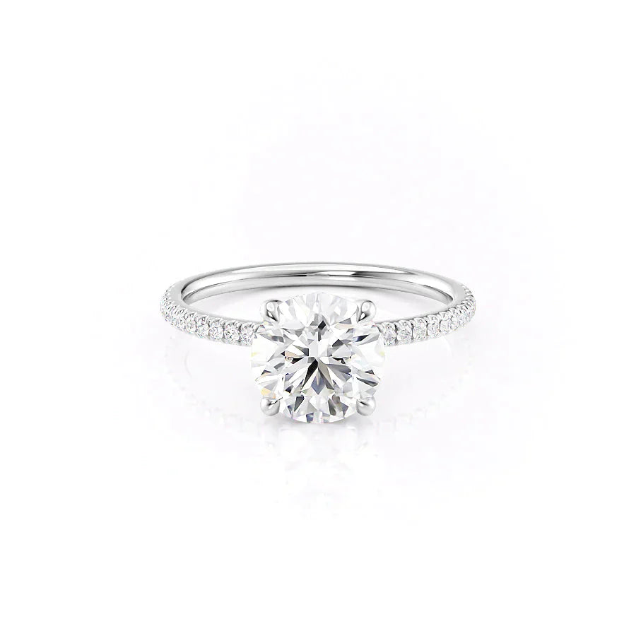 The Nelly Set  With A 1.5 Carat Round 14K White Gold Moissanite
