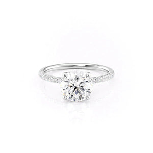 The Pave Nelly Set  With A 1 Carat Round 14K White Gold Moissanite