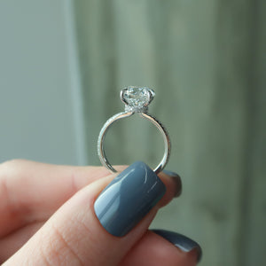 The Pave Nelly Set  With A 1 Carat Round 14K White Gold Moissanite