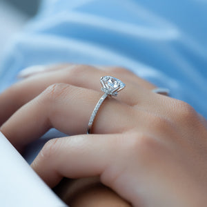 The Pave Nelly Set  With A 3.5 Carat Round 18K White Gold Moissanite