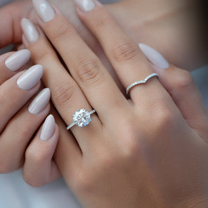 The Nelly Set With A 1 Carat Round 14K White Gold Lab Diamond